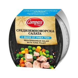 СРЕДИЗЕМНОМОРСКА САЛАТА С РИБА ТОН 160ГР КОМПАС