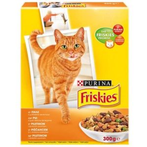 FRISKIES ЗА КОТКА ГОВЕЖДО ПИЛЕ ЗЕЛЕНЧУЦИ 300ГР КУТИЯ